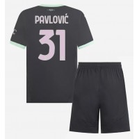 Fotbalové Dres AC Milan Strahinja Pavlovic #31 Dětské Alternativní 2024-25 Krátký Rukáv (+ trenýrky)